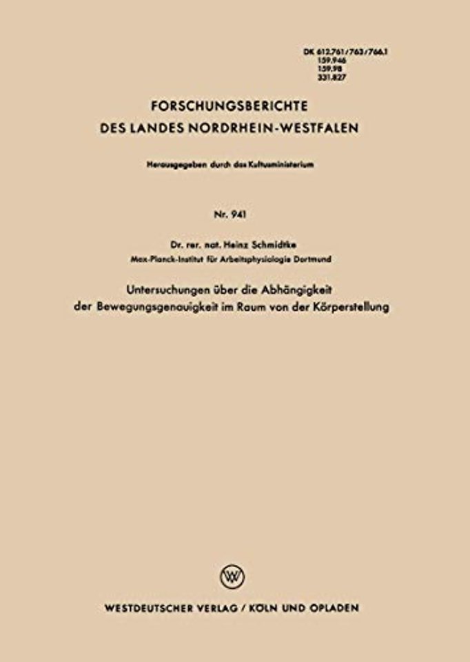 Untersuchungen über die Abhängigkeit der Bewegungsgenauigkeit im Raum von der Körperstellung