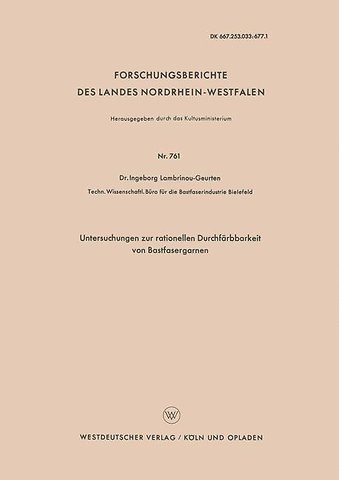 Untersuchungen zur rationellen Durchfärbbarkeit von Bastfasergarnen