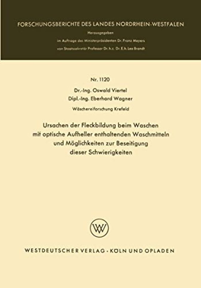 Ursachen der Fleckbildung beim Waschen mit optische Aufheller enthaltenden Waschmitteln und Möglichkeiten zur Beseitigung dieser Schwierigkeiten