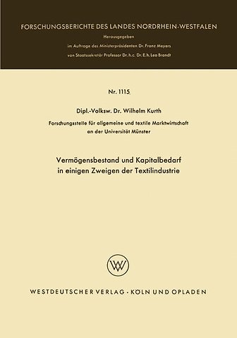 Vermögensbestand und Kapitalbedarf in einigen Zweigen der Textilindustrie