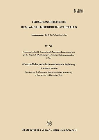 Wirtschaftliche, technische und soziale Probleme im neuen Indien