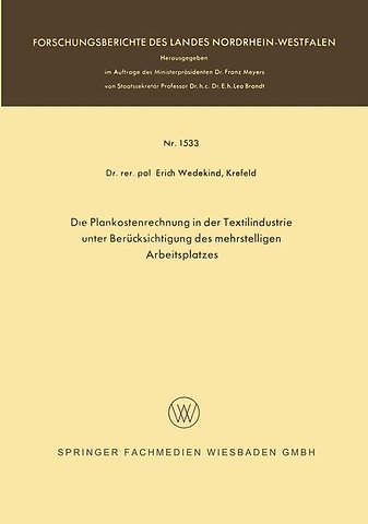 Die Plankostenrechnung in der Textilindustrie unter Berücksichtigung des mehrstelligen Arbeitsplatzes