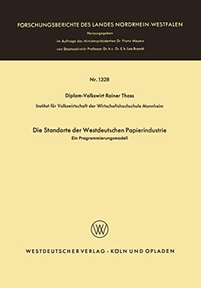 Die Standorte der westdeutschen Papierindustrie