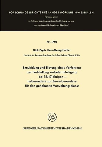 Entwicklung und Eichung eines Verfahrens zur Feststellung verbaler Intelligenz bei 16/17jährigen