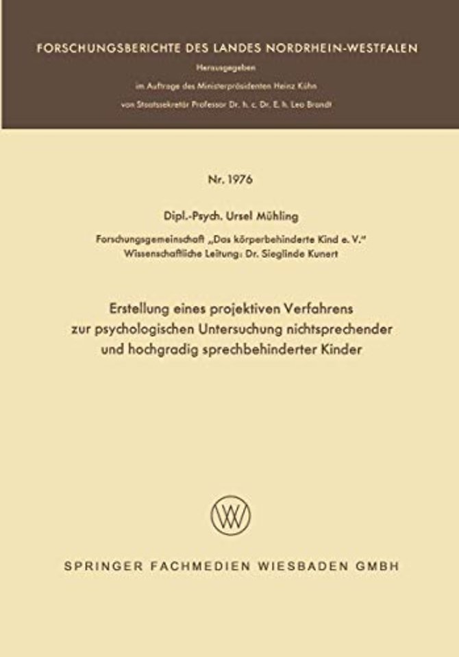 Erstellung eines projektiven Verfahrens zur psychologischen Untersuchung nichtsprechender und hochgradig sprechbehinderter Kinder