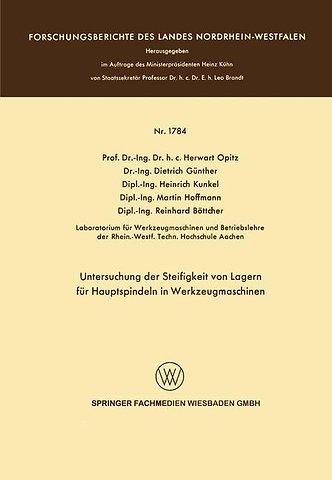 Untersuchung der Steifigkeit von Lagern für Hauptspindeln in Werkzeugmaschinen