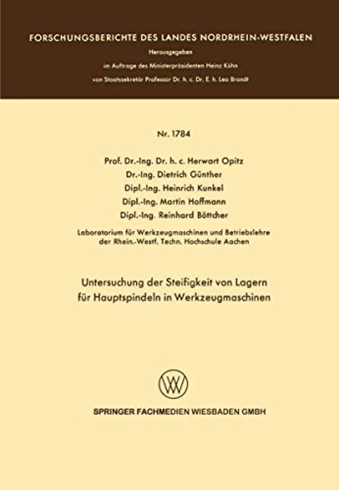 Untersuchung der Steifigkeit von Lagern für Hauptspindeln in Werkzeugmaschinen