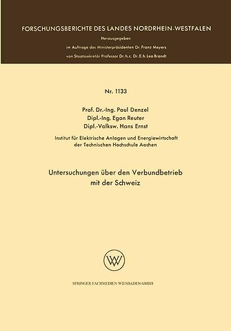 Untersuchungen über den Verbundbetrieb mit der Schweiz