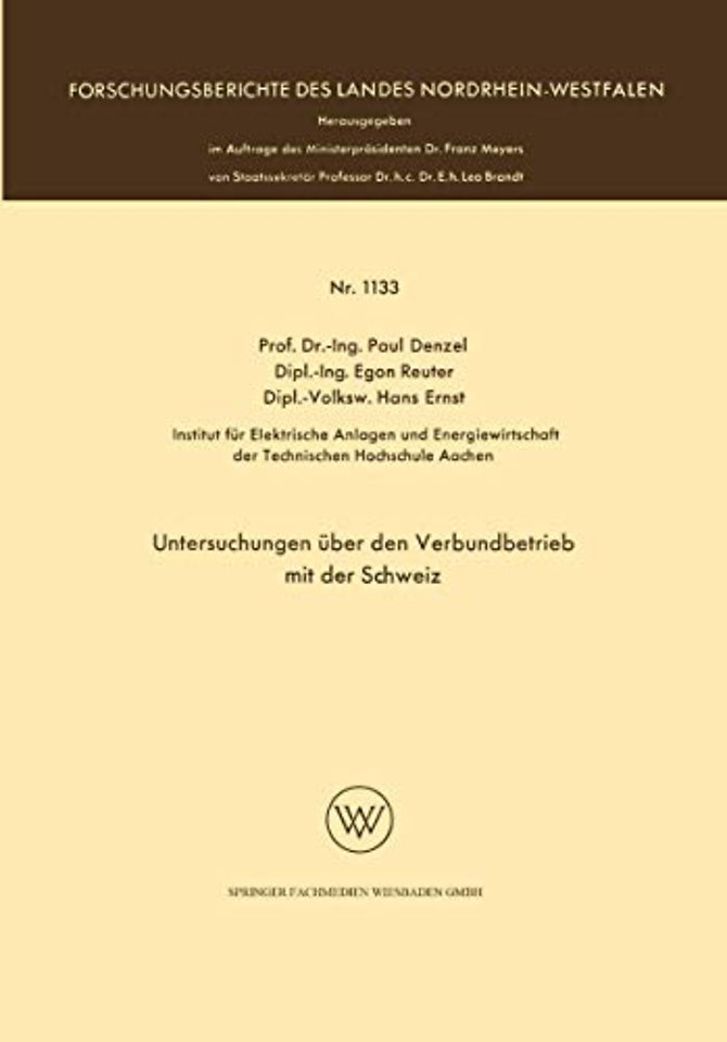 Untersuchungen über den Verbundbetrieb mit der Schweiz