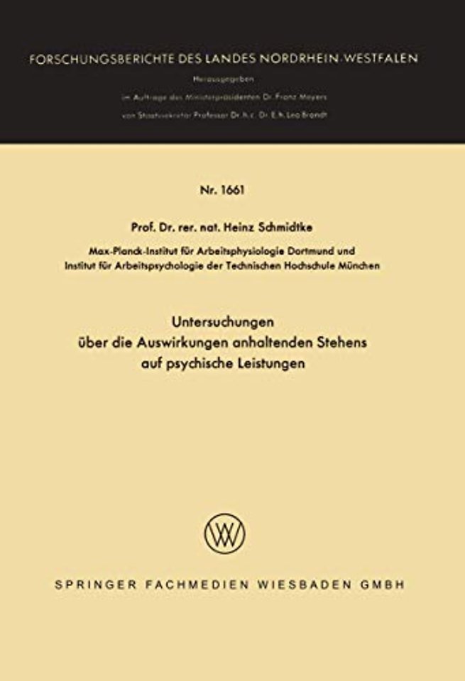 Untersuchungen über die Auswirkungen anhaltenden Stehens auf psychische Leistungen
