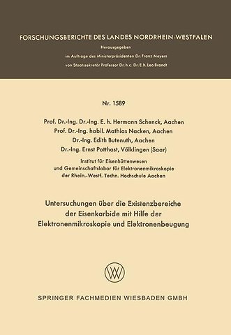Untersuchungen über die Existenzbereiche der Eisenkarbide mit Hilfe der Elektronenmikroskopie und Elektronenbeugung