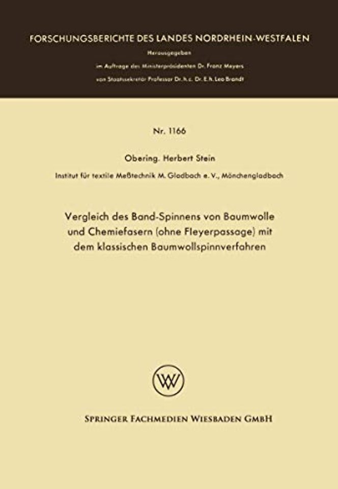 Vergleich des Band-Spinnens von Baumwolle und Chemiefasern (ohne Fleyerpassage) mit dem klassischen Baumwollspinnverfahren