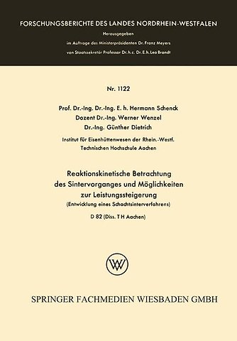 Reaktionskinetische Betrachtung des Sintervorganges und Möglichkeiten zur Leistungssteigerung