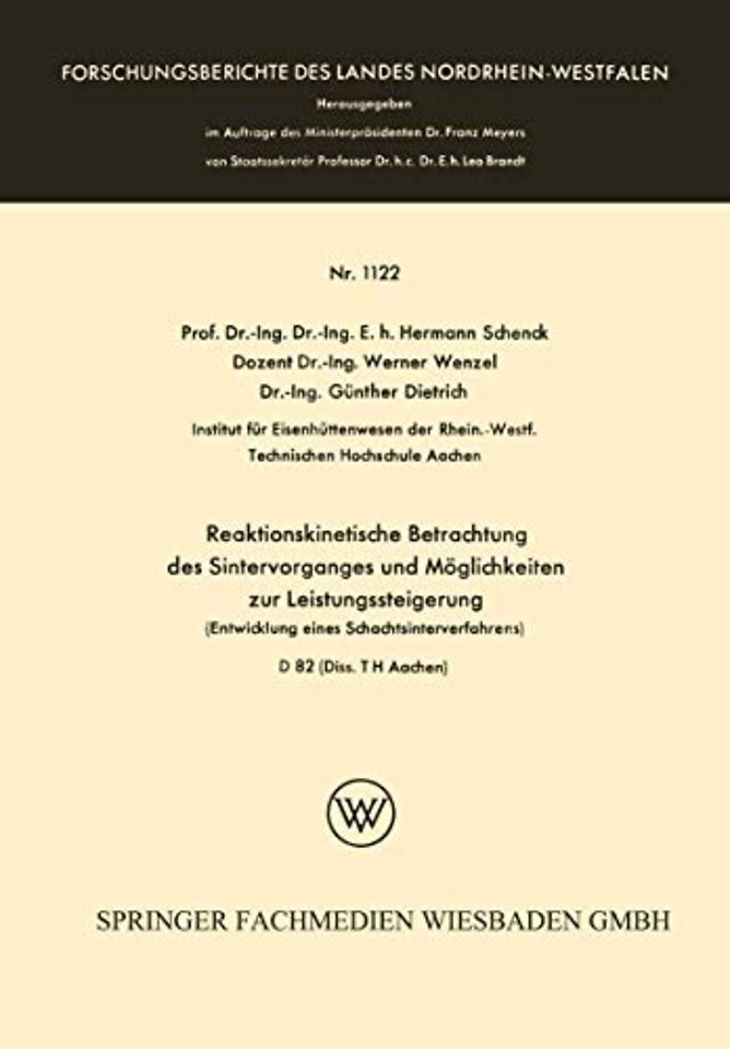 Reaktionskinetische Betrachtung des Sintervorganges und Möglichkeiten zur Leistungssteigerung