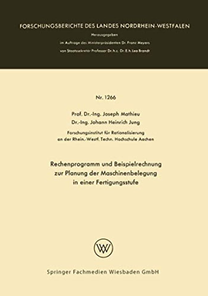 Rechenprogramm und Beispielrechnung zur Planung der Maschinenbelegung in einer Fertigungsstufe