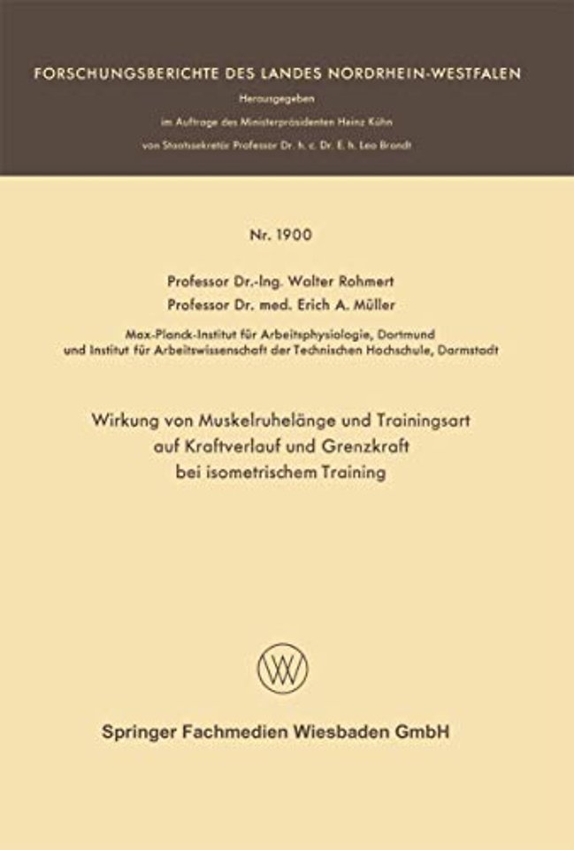 Wirkung von Muskelruhelänge und Trainingsart auf Kraftverlauf und Grenzkraft bei isometrischem Training