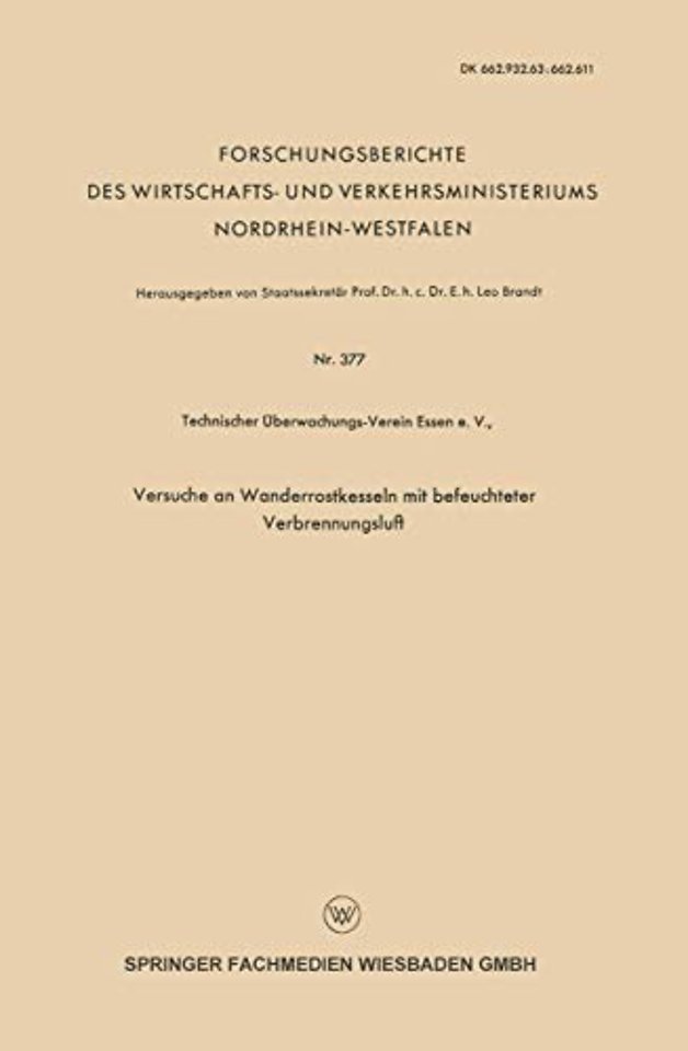 Versuche an Wanderrostkesseln mit befeuchteter Verbrennungsluft