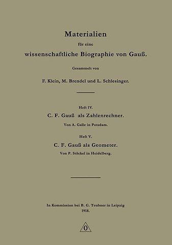 Materialien für eine wissenschaftliche Biographie von Gauß