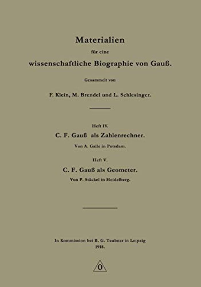 Materialien für eine wissenschaftliche Biographie von Gauß