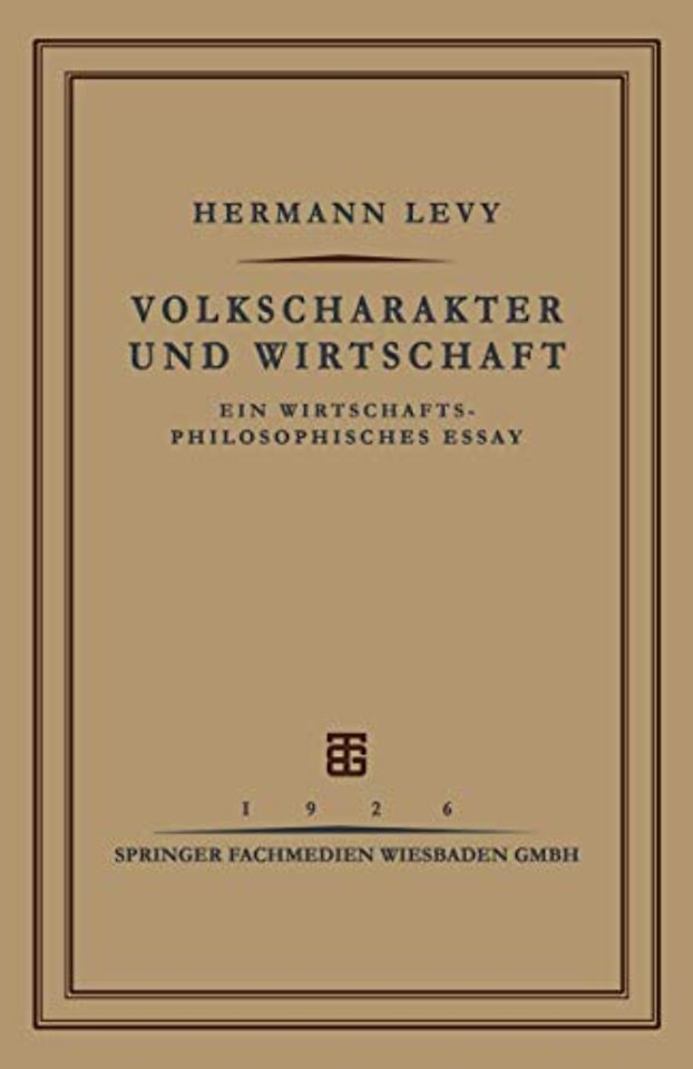 Volkscharakter und Wirtschaft