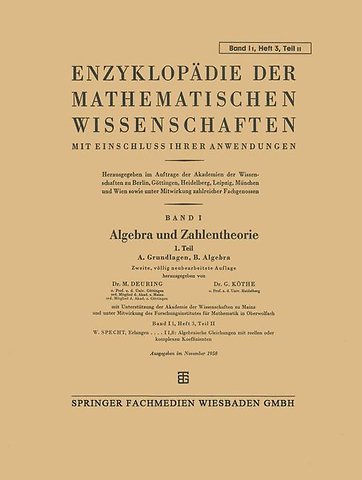 Enzyklopädie der Mathematischen Wissenschaften mit Einschluss Ihrer Anwendungen