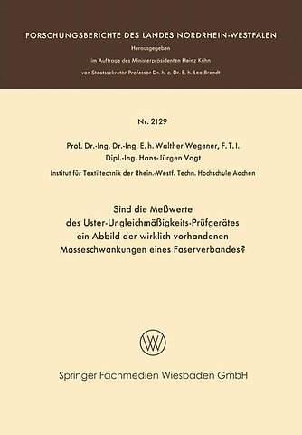 Sind die Meßwerte des Uster-Ungleichmäßigkeits-Prüfgerätes ein Abbild der wirklich vorhandenen Masseschwankungen eines Faserverbandes?