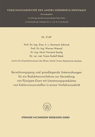 Berechnungsgang und grundlegende Untersuchungen für ein Reduktionsverfahren zur Herstellung von flüssigem Eisen mit Umsetzungsprodukten von Kohlenwasserstoffen in einem Verfahrensschritt