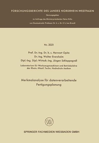 Merkmalanalyse für datenverarbeitende Fertigungsplanung