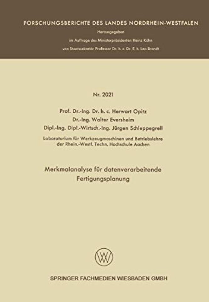 Merkmalanalyse für datenverarbeitende Fertigungsplanung