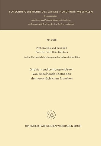 Struktur- und Leistungsanalysen von Einzelhandelsbetrieben der hauptsächlichen Branchen