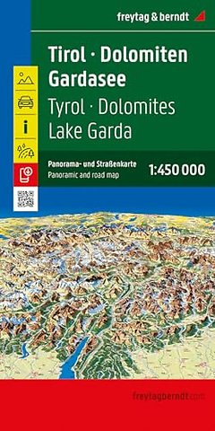 Tyrol - Dolomites - Lake Garda Panoramic and Road Map