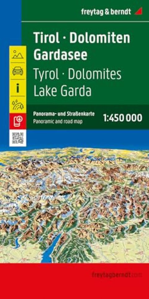 Tyrol - Dolomites - Lake Garda Panoramic and Road Map
