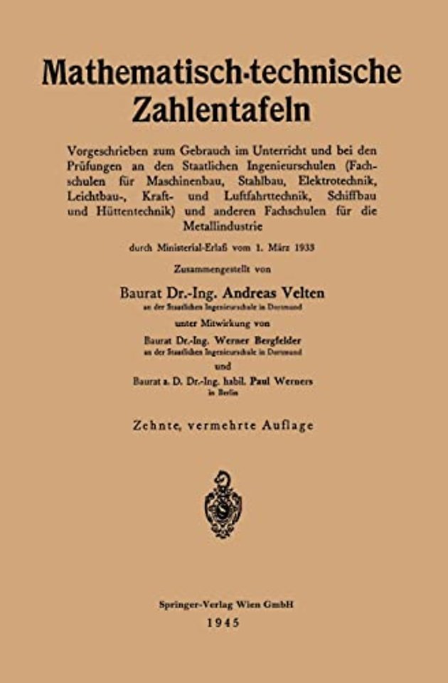 Mathematisch-technische Zahlentafeln