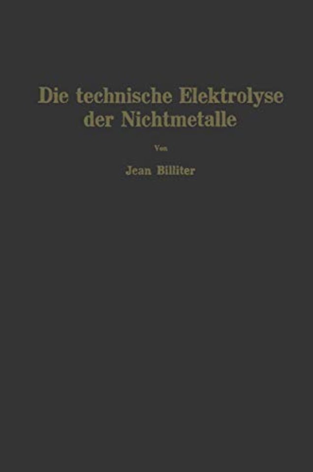 Die technische Elektrolyse der Nichtmetalle