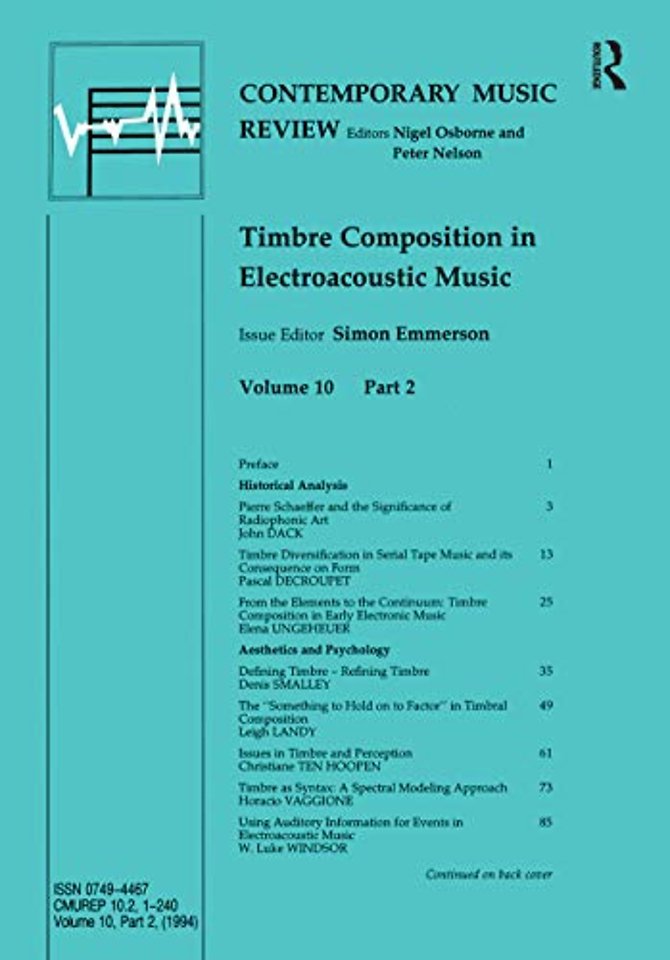 Timbre Composition in Electroacoustic Music