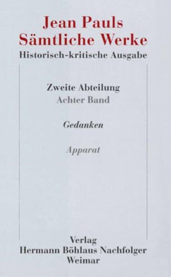Jean Pauls Sämtliche Werke. Historisch-kritische Ausgabe