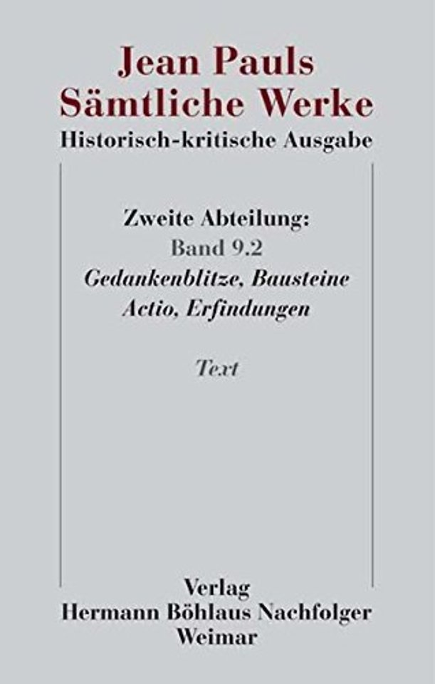 Jean Pauls Sämtliche Werke. Historisch-kritische Ausgabe