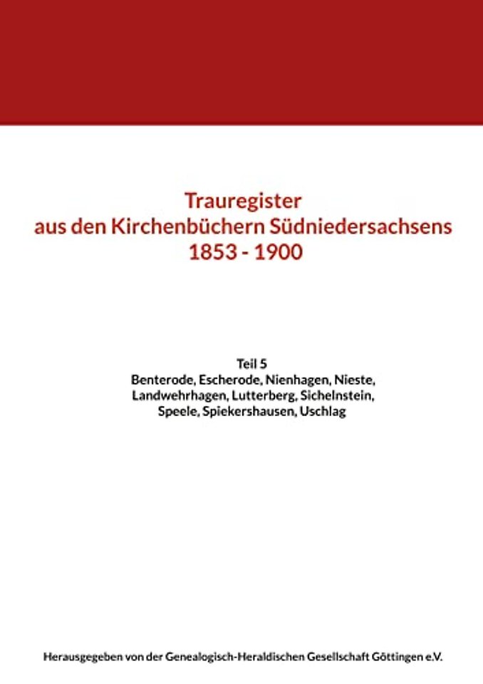 Trauregister aus den Kirchenbuchern Sudniedersachsens 1853 - 1900