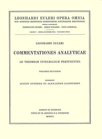 Commentationes analyticae ad theoriam integralium ellipticorum pertinentes 1st part
