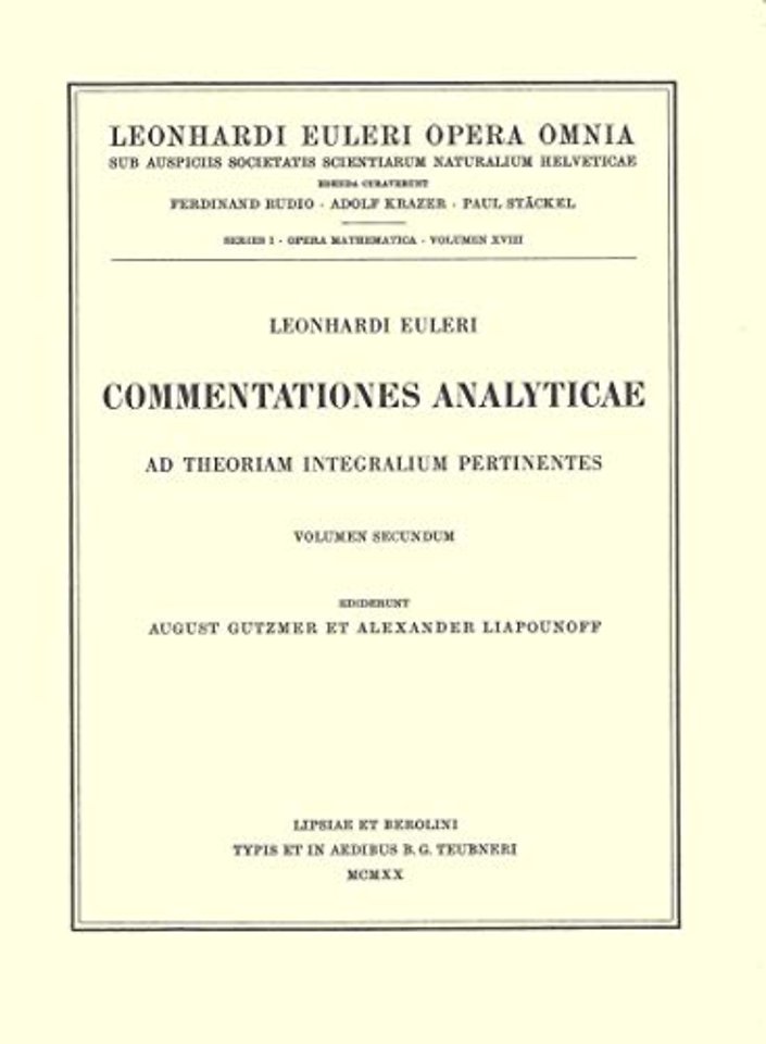 Commentationes analyticae ad theoriam integralium ellipticorum pertinentes 1st part