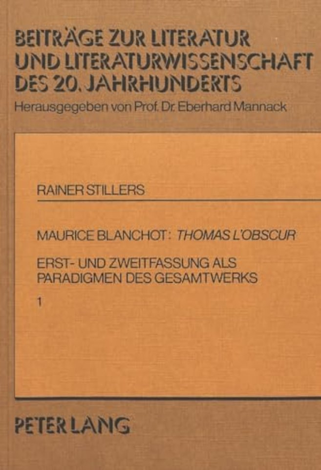 Maurice Blanchot: Thomas l'Obscur