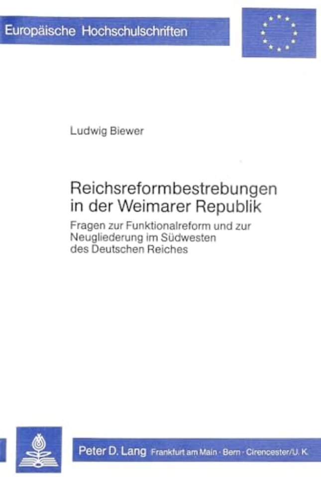 Reichsreformbestrebungen in der Weimarer Republik