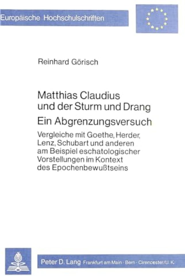 Matthias Claudius und der Sturm und Drang- Ein Abgrenzungsversuch