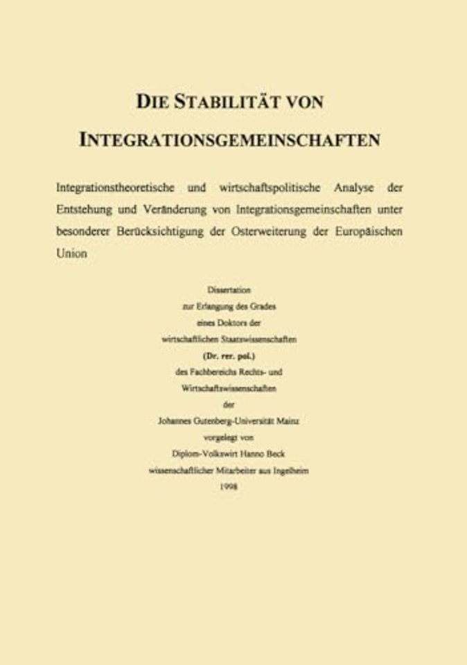 Die Stabilität von Integrationsgemeinschaften