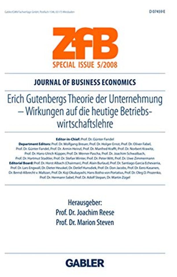 Erich Gutenbergs Theorie der Unternehmung