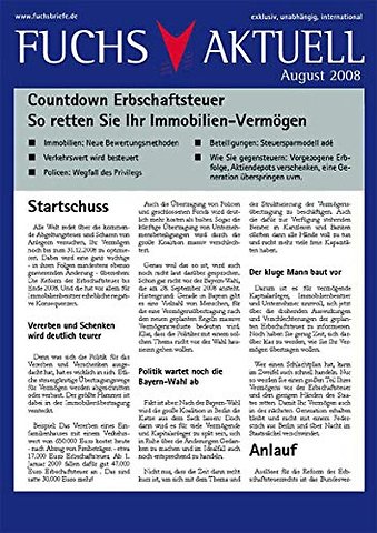 Countdown Erbschaftsteuer
