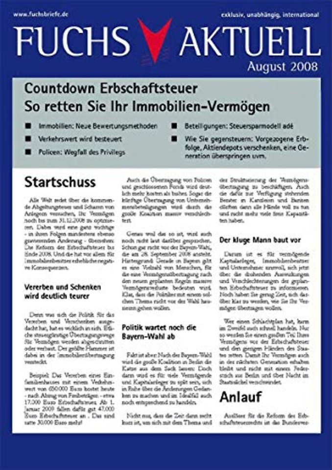 Countdown Erbschaftsteuer