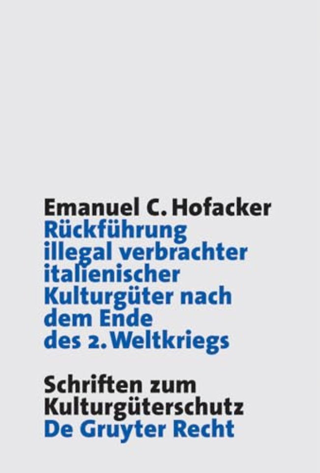 Rückführung illegal verbrachter italienischer Ku – Hintergründe, Entwicklung und rechtliche Grundlagen der italienischen Restitutionsforderung