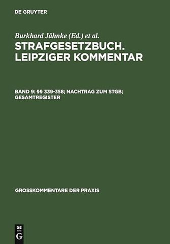 §§ 339–358; Nachtrag zum StGB; Gesamtregister