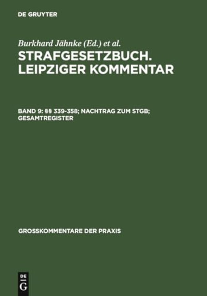 §§ 339–358; Nachtrag zum StGB; Gesamtregister
